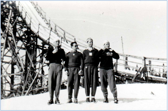 Skupina skokan� p�i Tatransk�m poh�ru na �trbsk�m plese 15.-22.2.1950